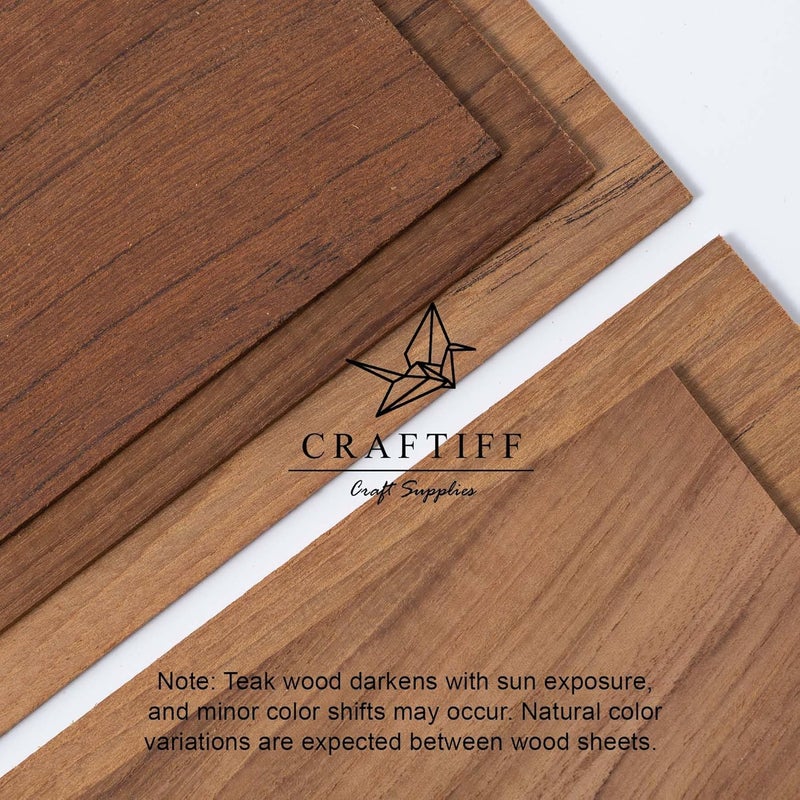 Craftiff Teak Wood Sheets 1/8 inch Thick, 4x8 inch Solid Panel Veneer Plank Myanmar Burmese Lumber Board for Crafts - Pack of 5 by - Image 4